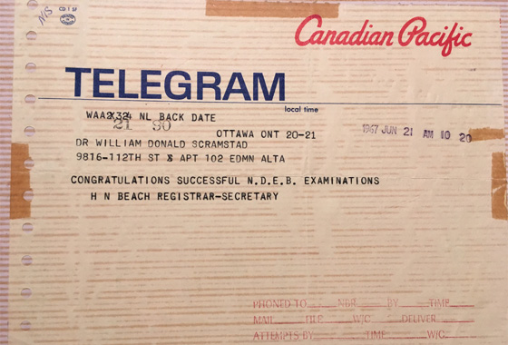 Dr. Don Scramstad's Telegram